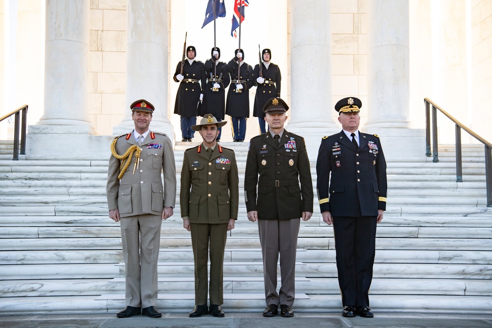 Chiefs of Staff of the British Army Gen. Patrick Sanders and Australian Army Lt. Gen. Simon Stuart Participate in an Army Full Honors Wreath-Laying Ceremony at the Tomb of the Unknown Soldier