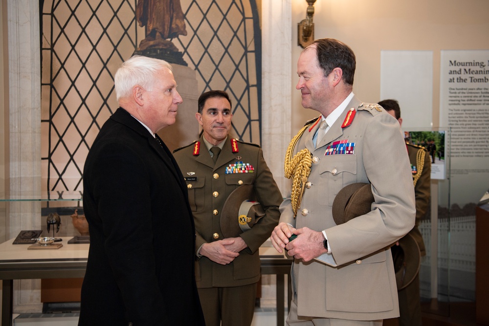 Chiefs of Staff of the British Army Gen. Patrick Sanders and Australian Army Lt. Gen. Simon Stuart Participate in an Army Full Honors Wreath-Laying Ceremony at the Tomb of the Unknown Soldier