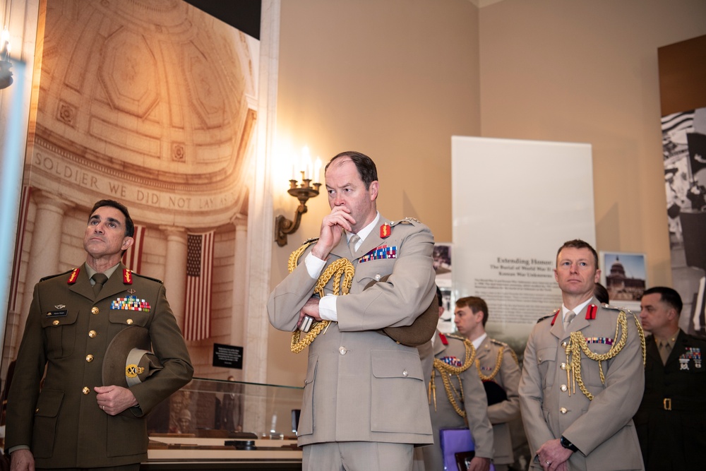 Chiefs of Staff of the British Army Gen. Patrick Sanders and Australian Army Lt. Gen. Simon Stuart Participate in an Army Full Honors Wreath-Laying Ceremony at the Tomb of the Unknown Soldier