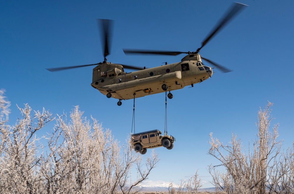 CH-47 sling load training during Emerald Warrior 24 (EW24)