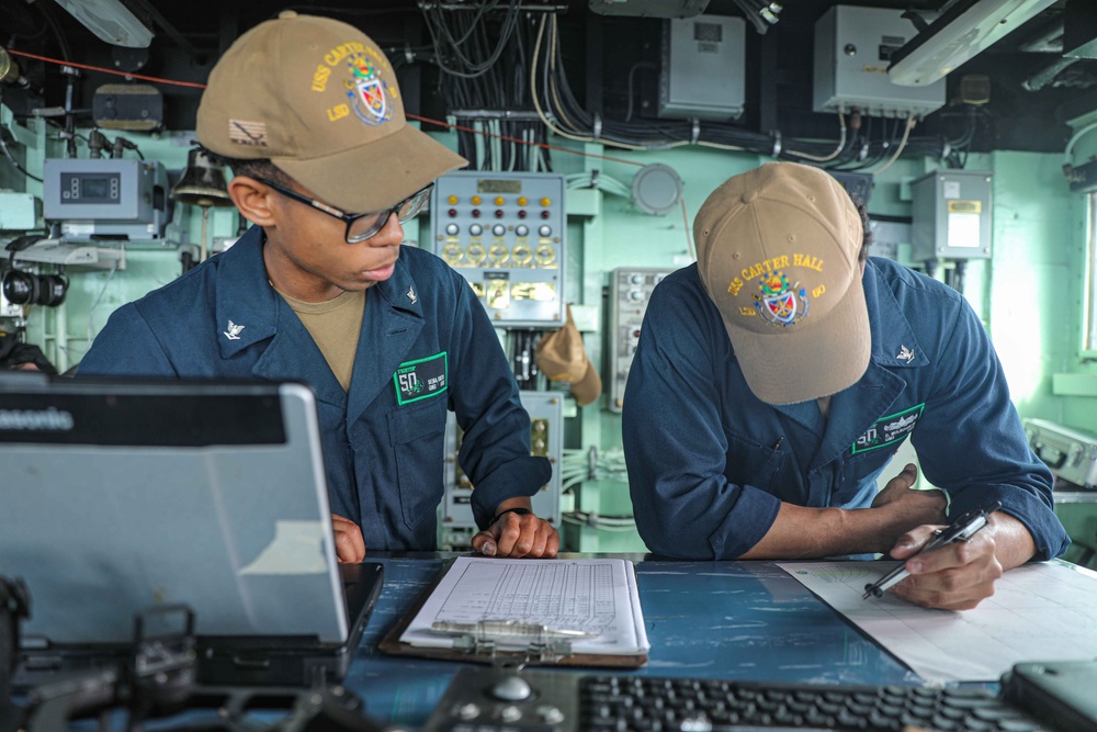 USS Carter Hall (LSD 50) Conducts Replenishment-at-Sea, March 10, 2024