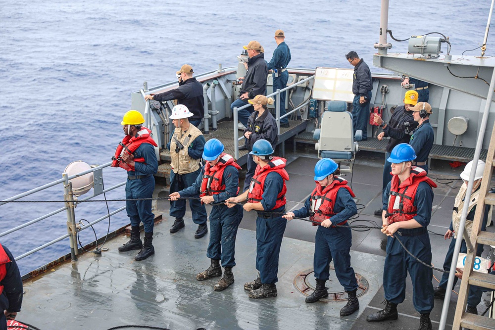 USS Carter Hall (LSD 50) Conducts Replenishment-at-Sea, March 11, 2024