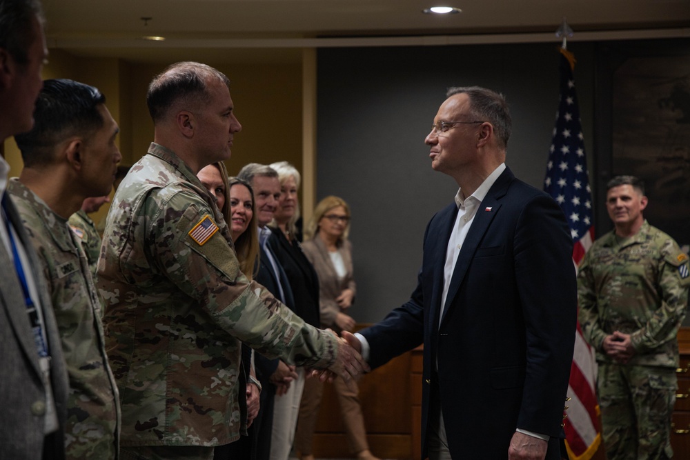 Polish President Andrzej Duda visits Fort Stewart