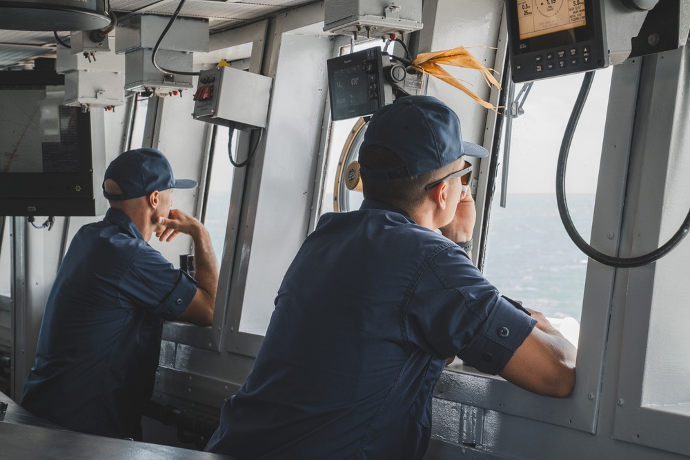 U.S. Coast Guard Cutter Harriet Lane departs Cairns, Australia