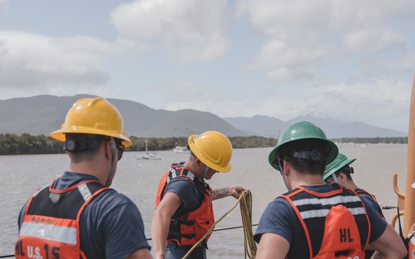 U.S. Coast Guard Cutter Harriet Lane departs Cairns, Australia