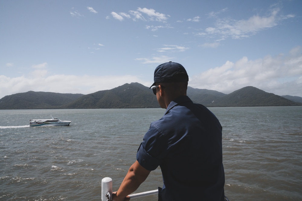 U.S. Coast Guard Cutter Harriet Lane departs Cairns, Australia