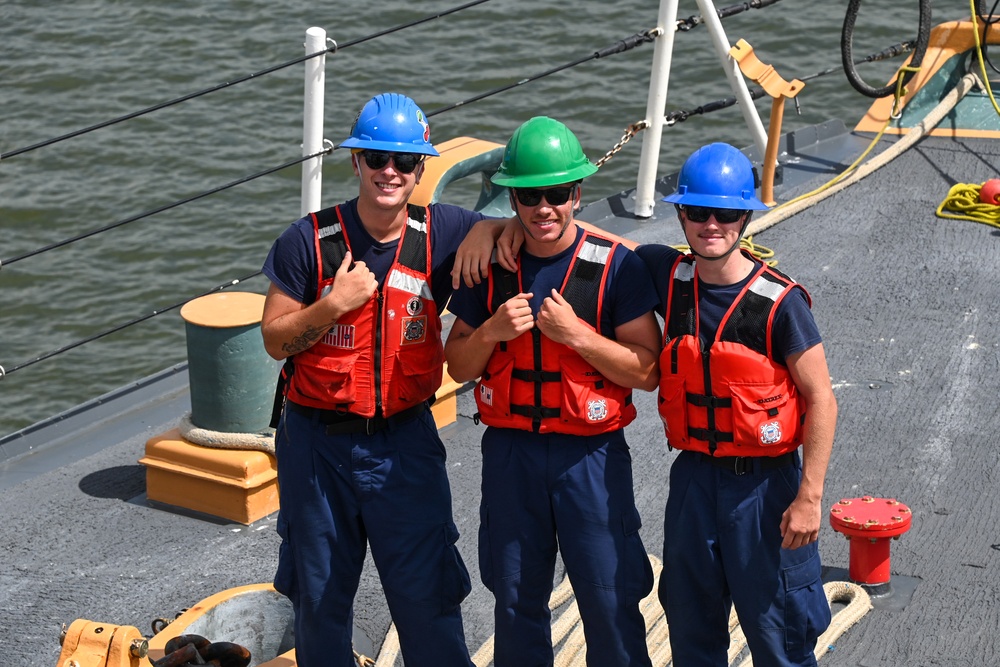 U.S. Coast Guard Cutter Harriet Lane moors in Cairns, Australia