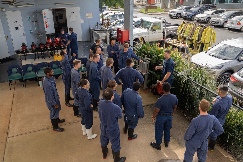 U.S. Coast Guard Cutter Harriet Lane attend damage control school in Cairns, Australia