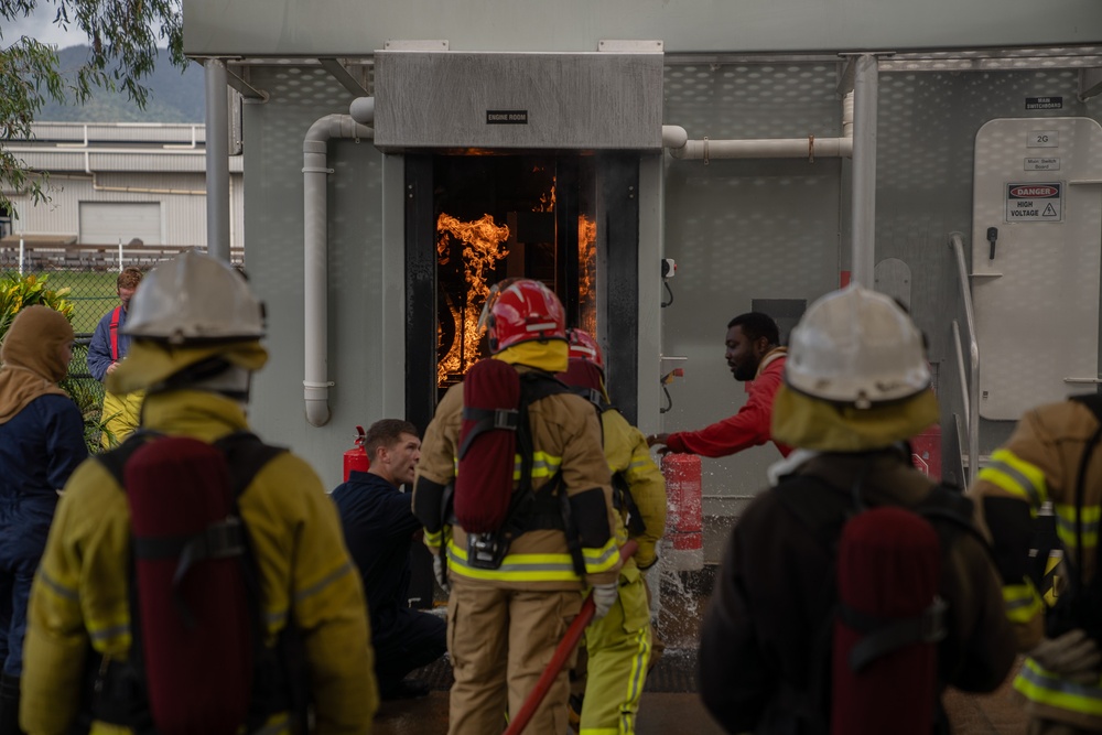 U.S. Coast Guard Cutter Harriet Lane attend damage control school in Cairns, Australia