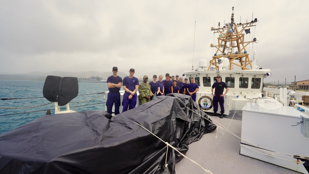 USCGC Frederick Hatch takes on supplies to deliver to partners in the Federated States of Micronesia