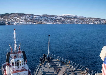 USS Gunston Hall arrives in Harstad, Norway for a scheduled port visit