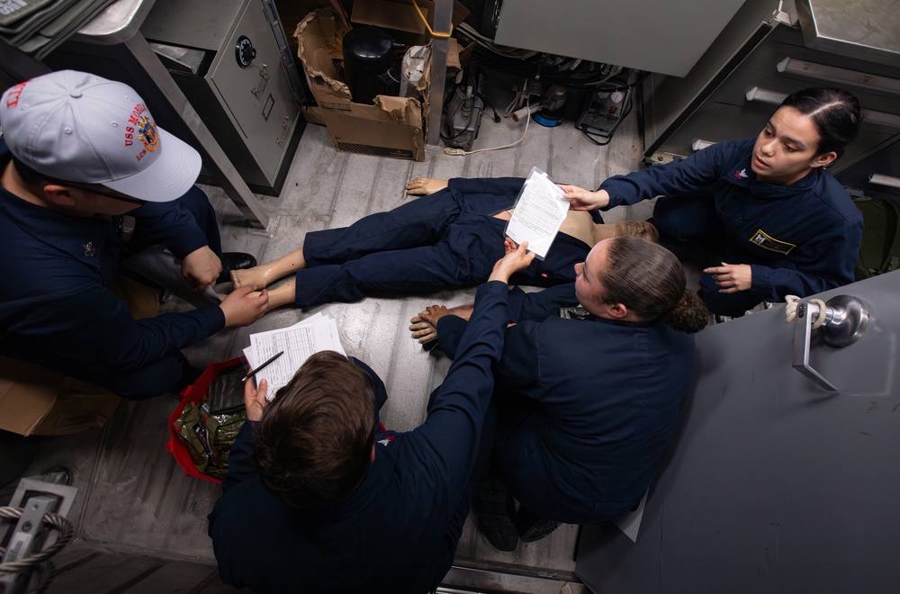 USS Mobile (LCS 26) Sailors Conduct Damage Control Drill