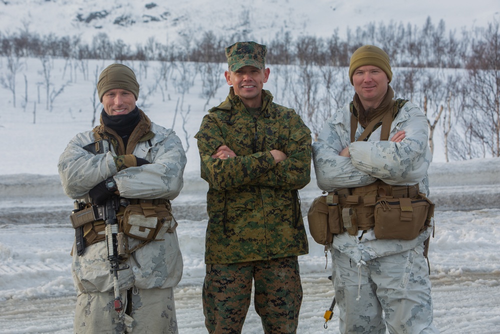 Assistant Commandant and Sgt Major of the U.S. Marine Corps visit 1st Battalion, 2d Marine Regiment during Exercise Nordic Response 24 in Norway