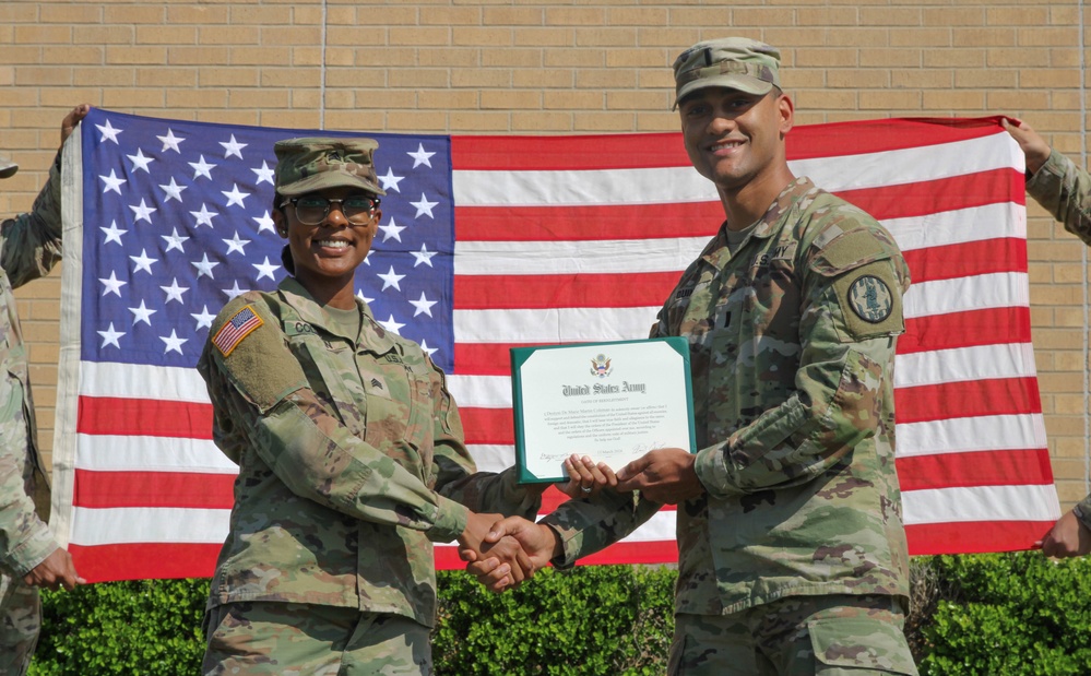 Reenlistment ceremony for Sgt. Destyni Coleman, HHC, 89th Military Police Brigade