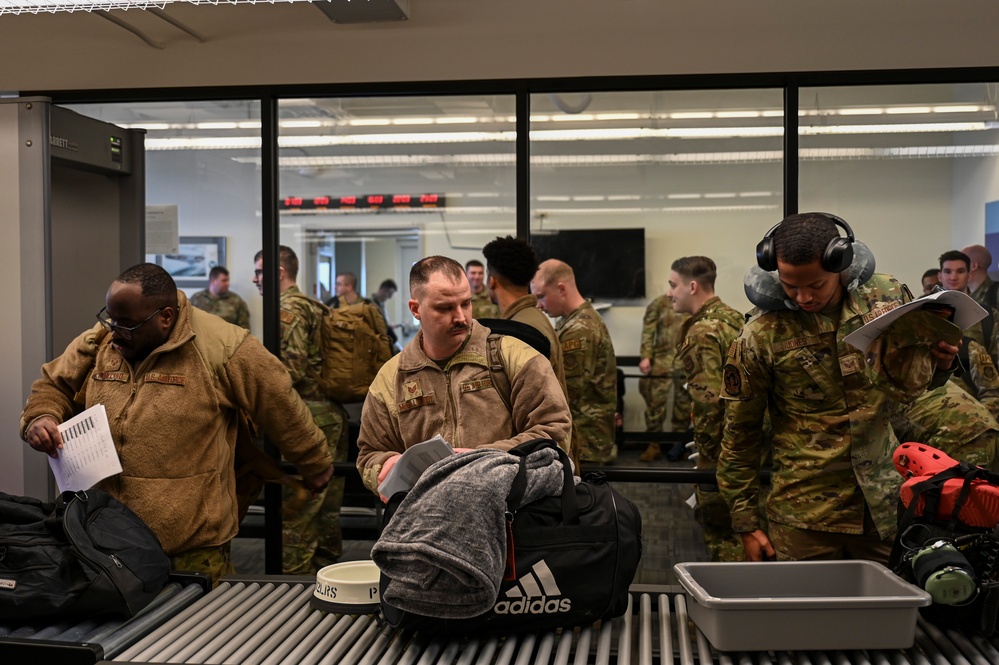 Airmen assigned to the 92nd Maintenance Group depart for deployment