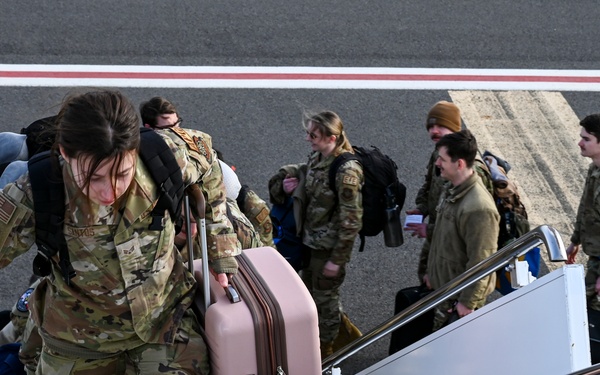 Airmen assigned to the 92nd Maintenance Group depart for deployment