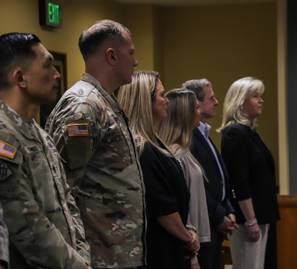 3rd Infantry Division leadership and spouses await Polish President Andrzej Duda