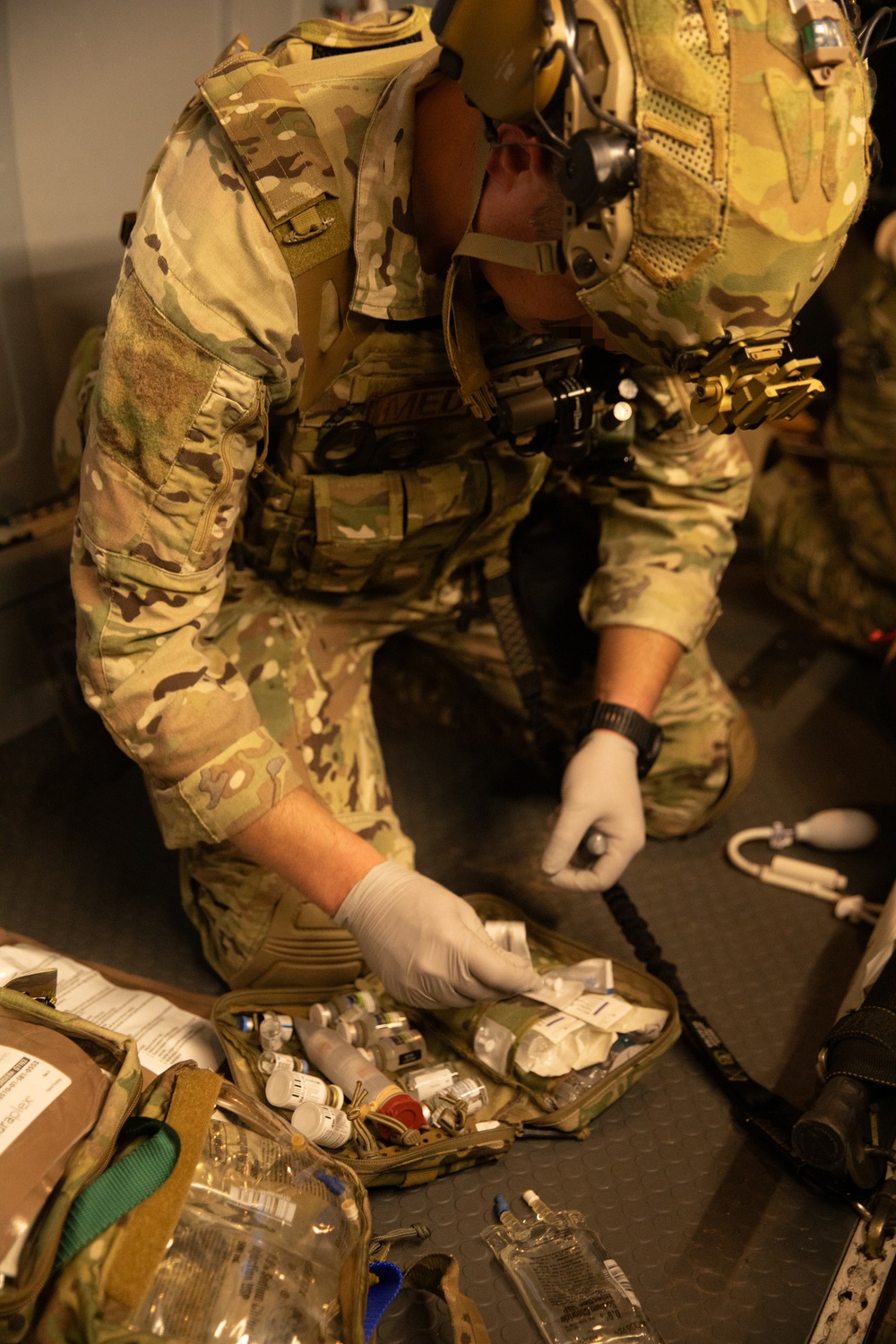 U.S. Air Force flight doctor inspects equipment duringTrojan Footprint 2024