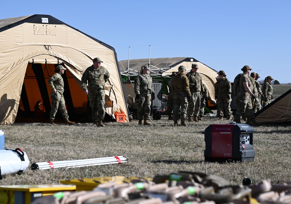 Nebraska Guard medical practice field triage setup with new equipment