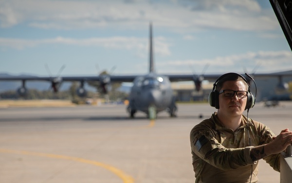 Air Force SOS run static jump at Trojan Footprint 2024