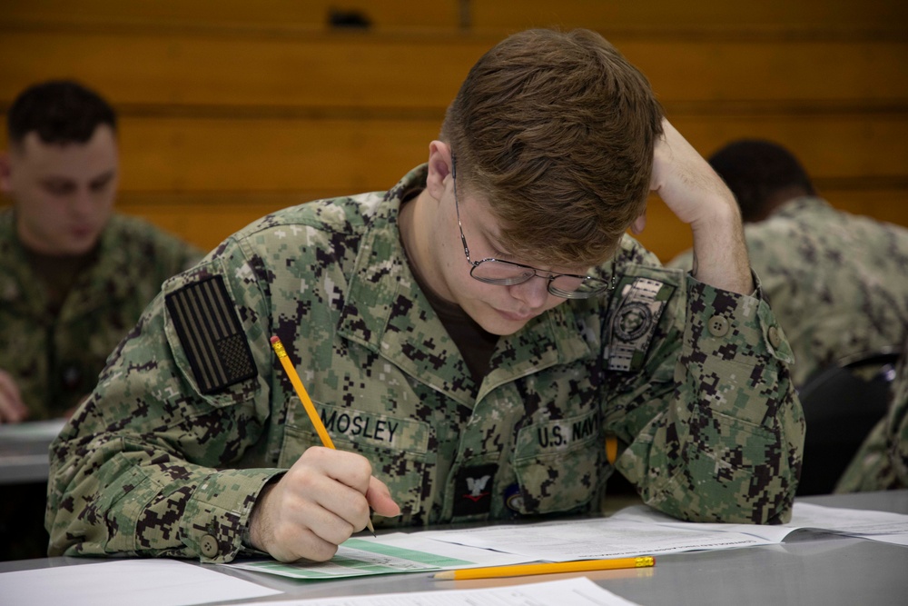 Hampton Roads Sailors take E-5 Navy-Wide Advancement Exam