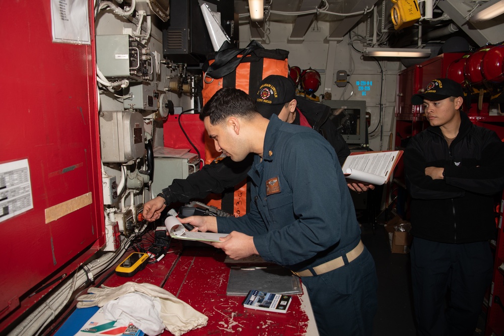 Abraham Lincoln conducts zone inspections