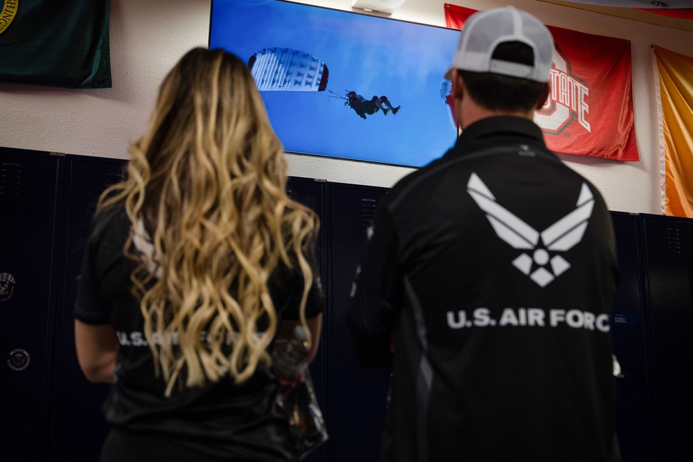 Free fallin’: Team Sorensen lets Wings of Blue take the wheel during tandem jump