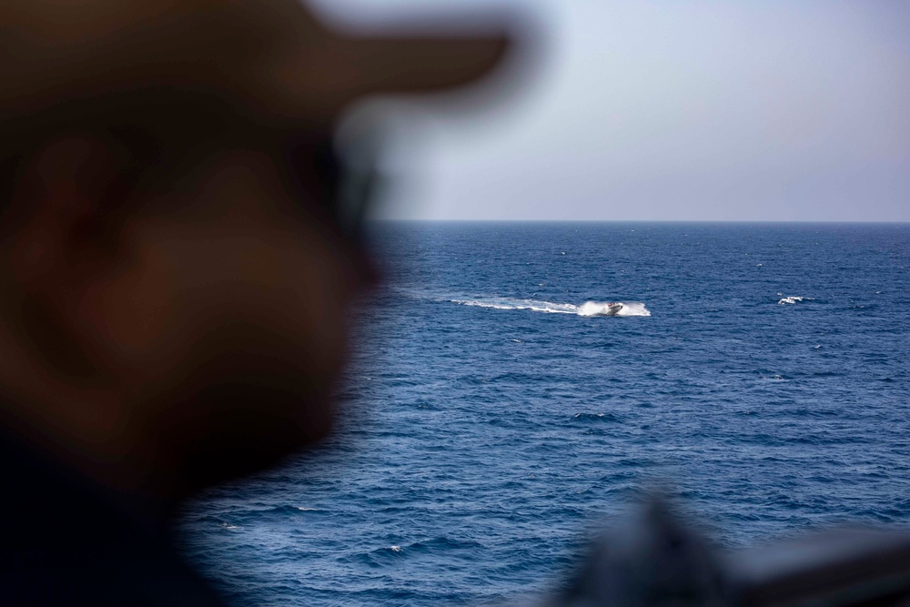 USS Philippine Sea Conducts a General Quarters Drill in the Red Sea