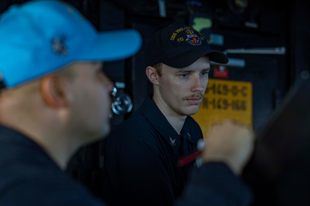 USS Philippine Sea Conducts a General Quarters Drill in the Red Sea