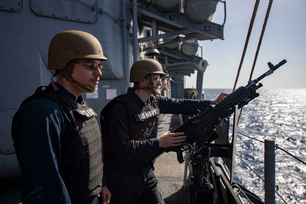 USS Philippine Sea Conducts a General Quarters Drill in the Red Sea