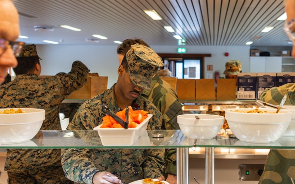 U.S. Marines and Soldiers partner with Norwegian kitchen staff during Exercise Nordic Response 24