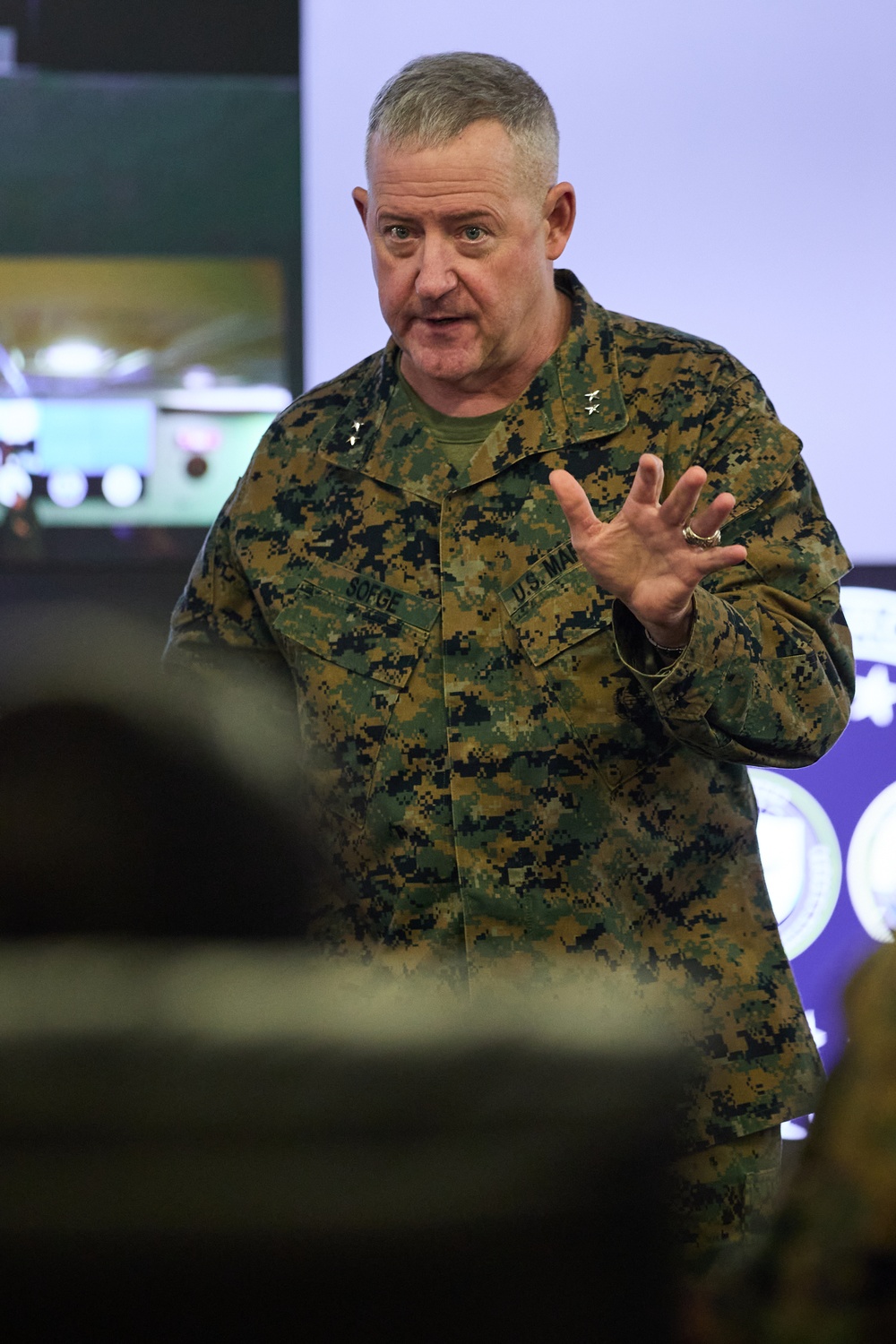 Maj. Gen. Sofge gives remarks during exercise AC24