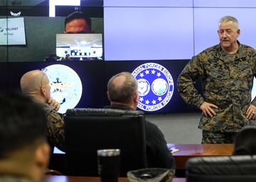 Maj. Gen. Sofge gives remarks during exercise AC24