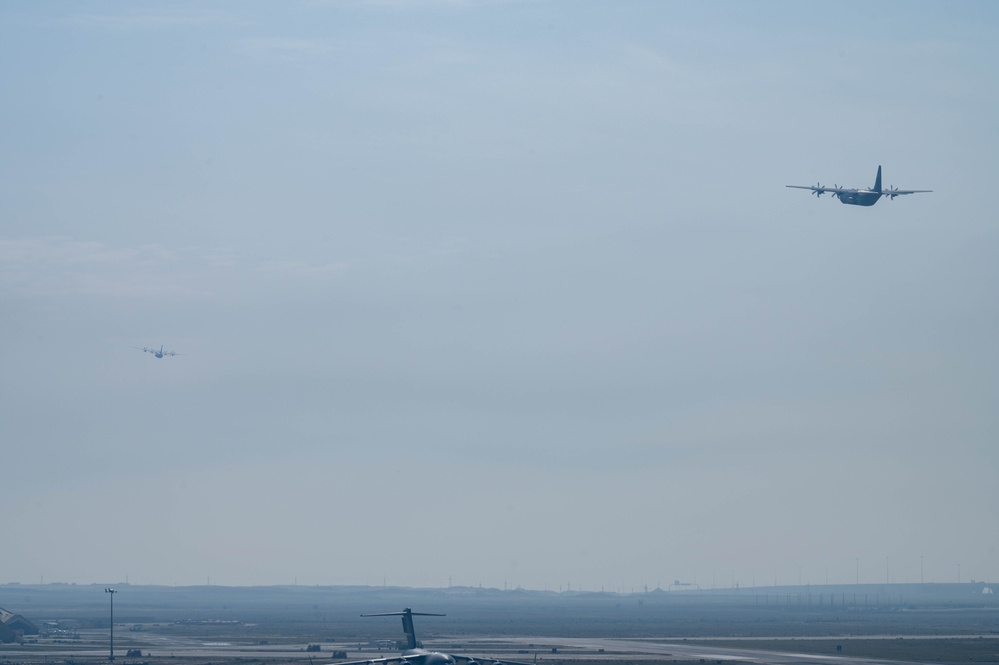 Airmen load AFCENT C-130s with humanitarian aid bound for Gaza