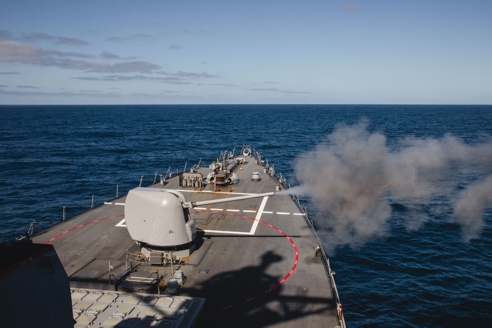 USS John S. McCain conducts Mark 45 5-inch live fire exercise