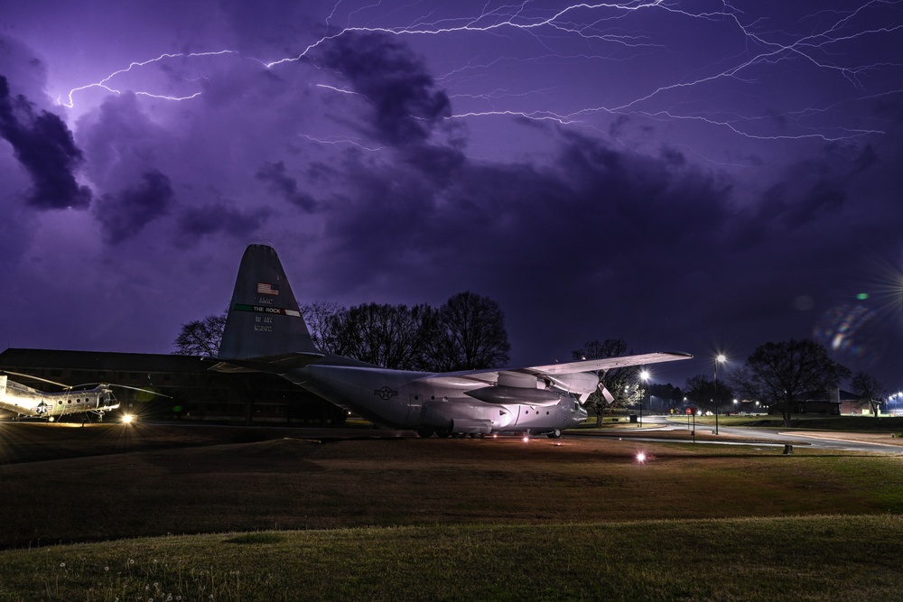 Lightning strikes the Rock