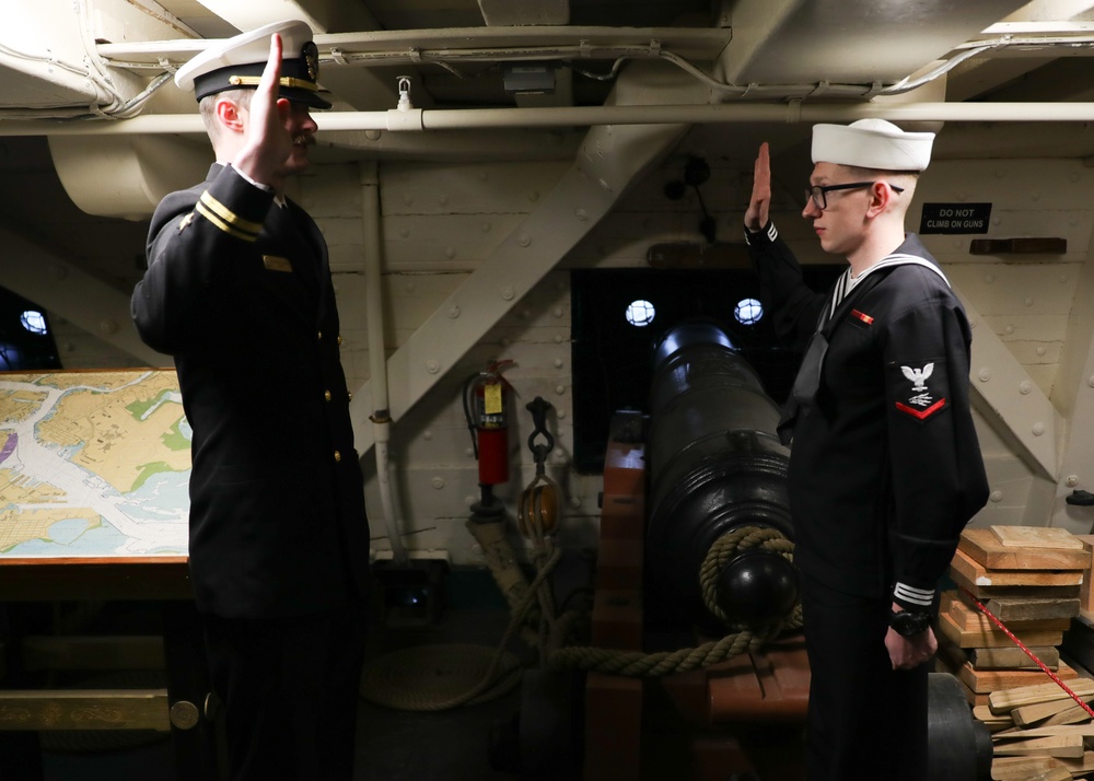 USS Truxtun Holds Reenlistment Ceremony Onboard USS Constitution