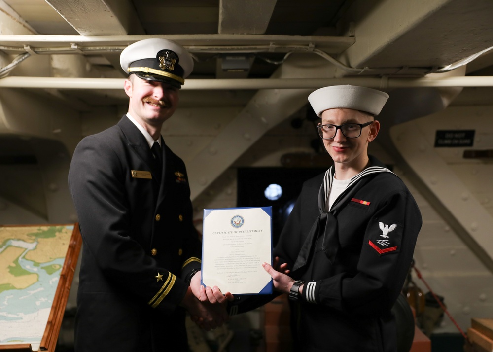 USS Truxtun Holds Reenlistment Ceremony Onboard USS Constitution