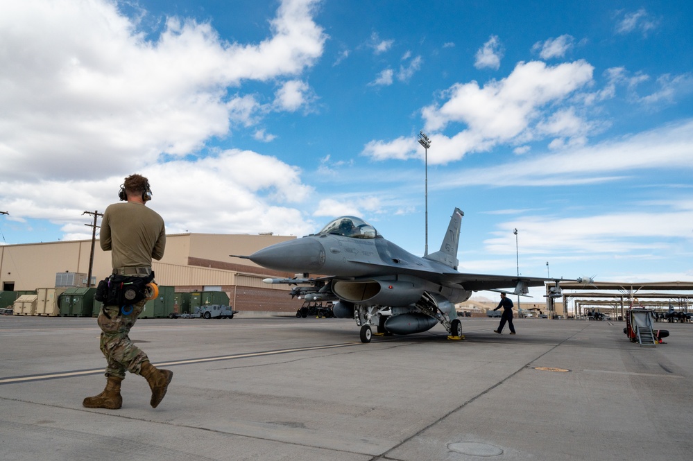 Red Flag-Nellis 24-2 F-16s Prepare for Takeoff