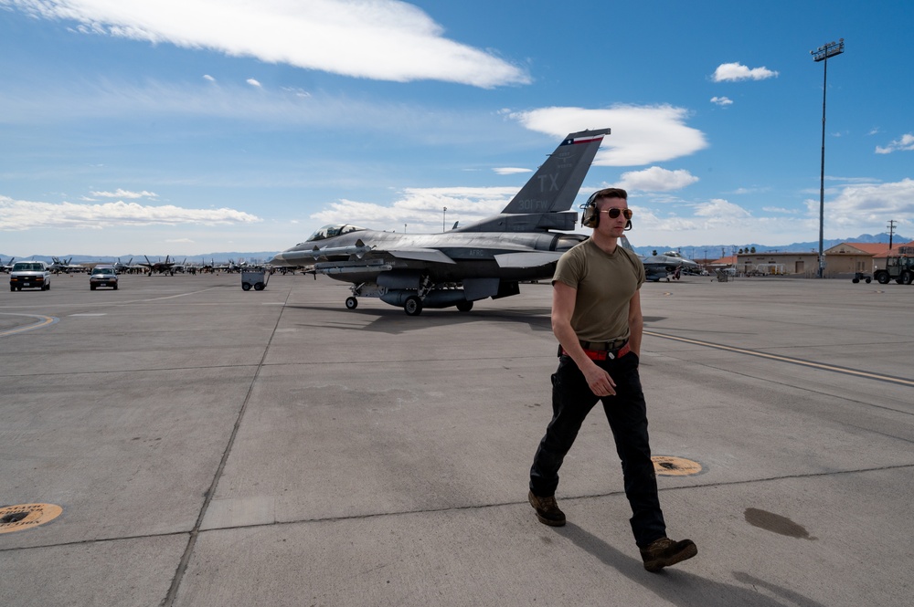 Red Flag-Nellis 24-2 F-16s Prepare for Takeoff