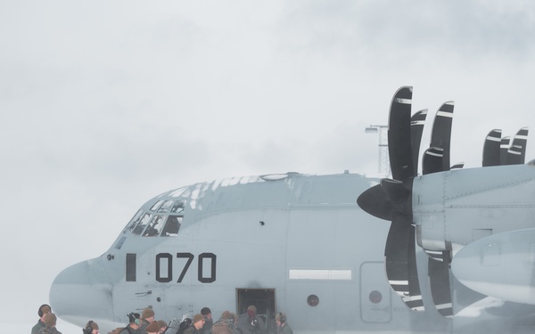 U.S. Marines with Marine Aerial Refueler Transport Squadron (VMGR) 252 depart Norway after Exercise Nordic Response 24