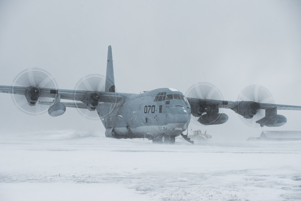 U.S. Marines with Marine Aerial Refueler Transport Squadron (VMGR) 252 depart Norway after Exercise Nordic Response 24