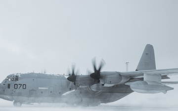 U.S. Marines with Marine Aerial Refueler Transport Squadron (VMGR) 252 depart Norway after Exercise Nordic Response 24