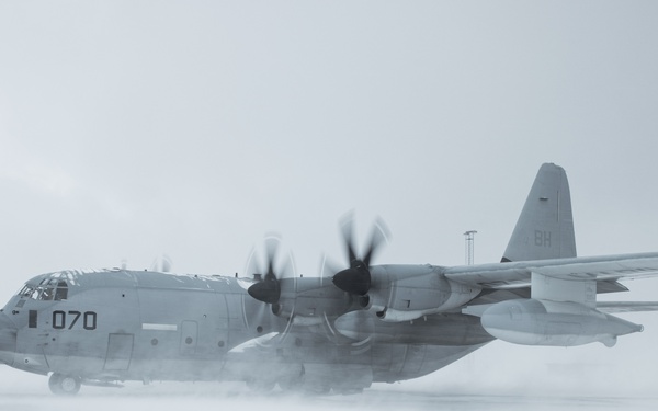 U.S. Marines with Marine Aerial Refueler Transport Squadron (VMGR) 252 depart Norway after Exercise Nordic Response 24