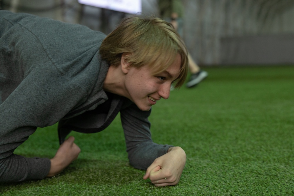 U.S. Marines participate in a Sports Day at a Norwegian School after Nordic Response 24