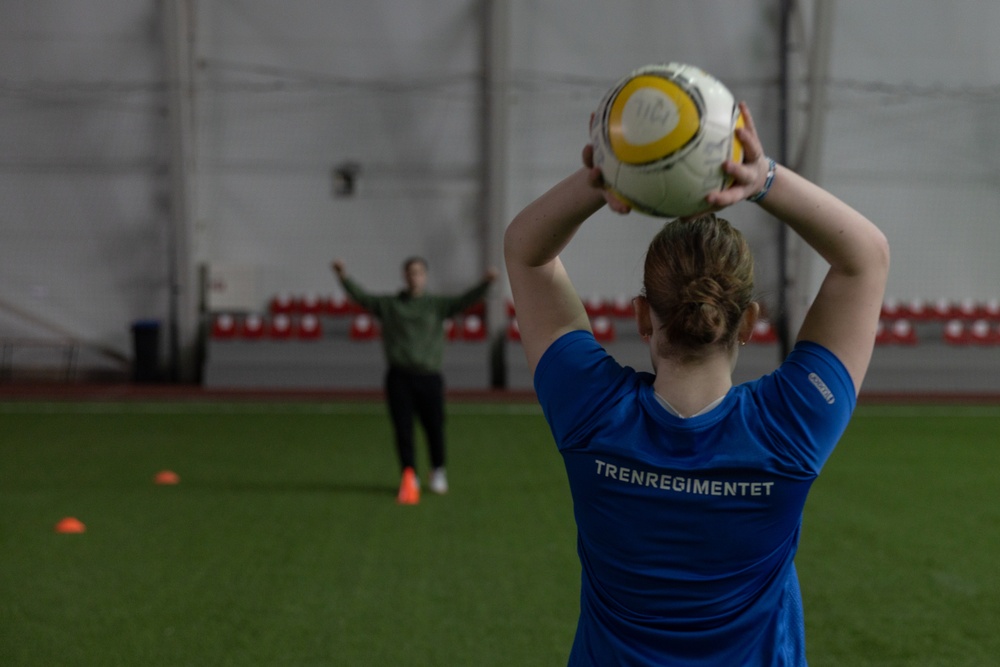 U.S. Marines participate in a Sports Day at a Norwegian School after Nordic Response 24