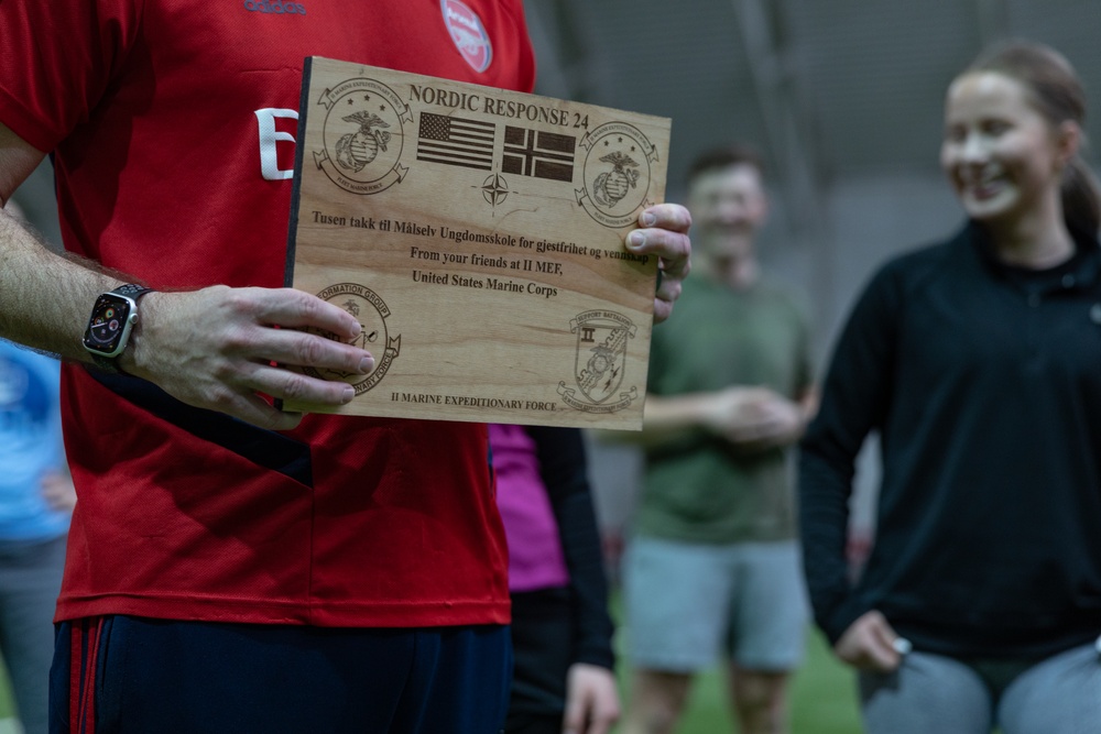 U.S. Marines participate in a Sports Day at a Norwegian School after Nordic Response 24