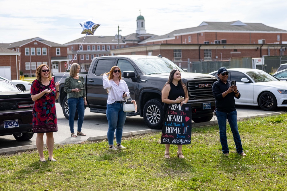 26th MEU(SOC) Marines and Sailors embarked on the USS Mesa Verde (LPD 19) arrive in Morehead City after eight-month Deployment as the Tri-GCC Immediate Crisis Response Force