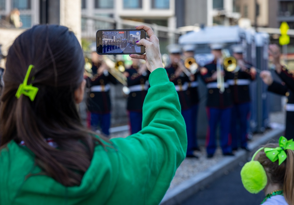 Quantico Marine Corps Band performs at the South Boston St. Patrick's Day Parade 2024