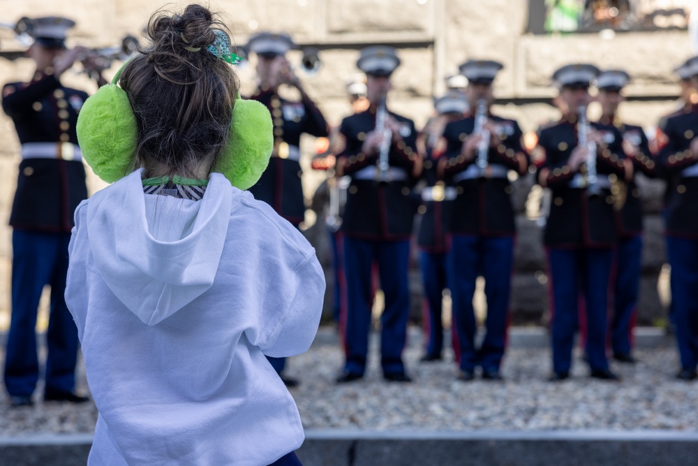 Quantico Marine Corps Band performs at the South Boston St. Patrick's Day Parade 2024